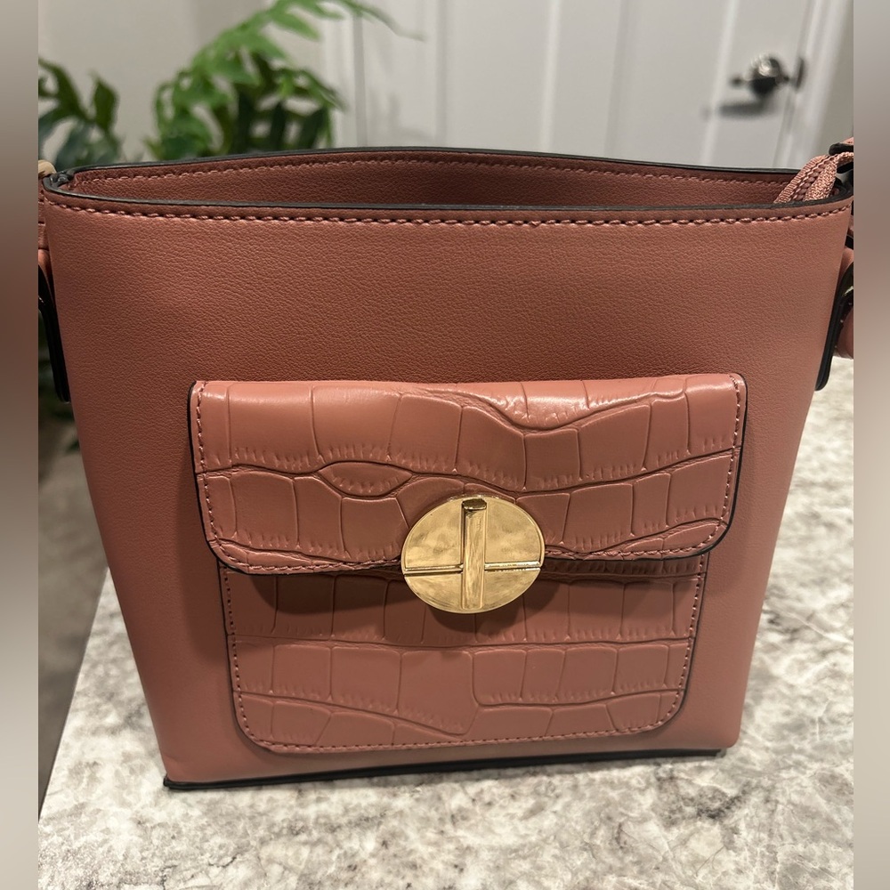 NWOT Muave Pink Croc Detail Crossbody - Picture 5 of 16
